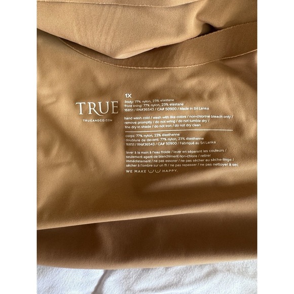 TRUE and CO Body New Lift V-Neck Wireless Bralette Bra Womens 1X Beige No Pads - Picture 3 of 5